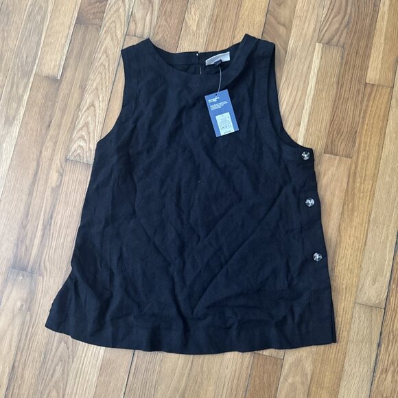 Universal Thread Linen Top Women's Black Sleeveless Button Detail Size S - Picture 1 of 6